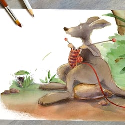 Aquarellzeichnung aus dem Buch ‚Wenn der wilde Wombat kommt‘