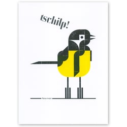 Karte DIN A5 »Kohlmeise / Parus major«: Illustrative Arbeit mit geometrischen Objekten