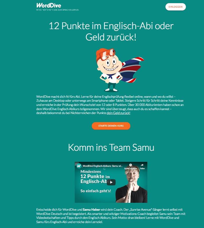 WordDive Microsite Teil 1 Englisch Abikurs 2018 mit Samu