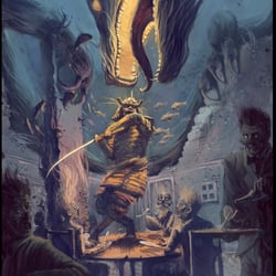 THE SAMURAI AND THE DRAGON (AT A UNDER WATER ZOMBI RESTAURANT)