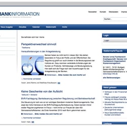 Web-Portal bankinformation.de –  Screendesign, techn. Umsetzung (XHTML, CSS), Content Management System (Joomla)