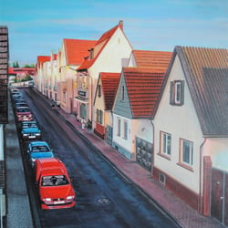 Pfungstadt – Rügnerstraße – Blick nach Osten – Stand 2016 / Acryl auf Sperrholzplatte