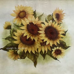 Sonnenblumen, Öl auf Leinwand