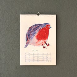Rotkehlchen. Tierkalender—Gouache—2021