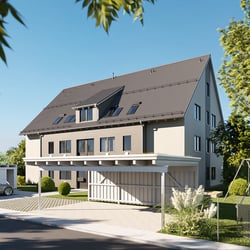 Architekturvisualisierung Mehrfamilienhaus Straßenansicht