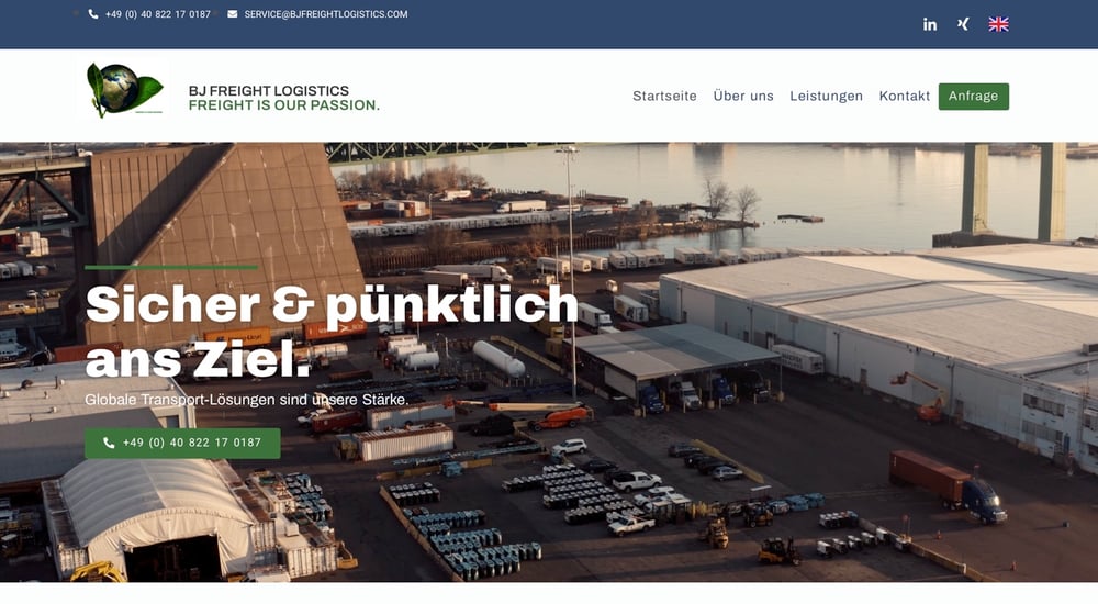 Startansicht der Website