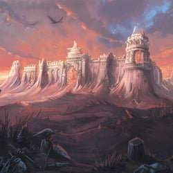 Verwittertes Kastell – Illustration für ein Trading Cards Game