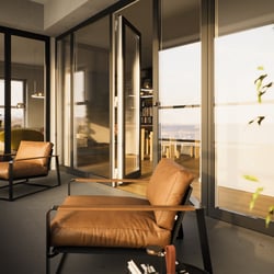 Innenvisualisierung einer lichtdurchfluteten und modernen Wohnung