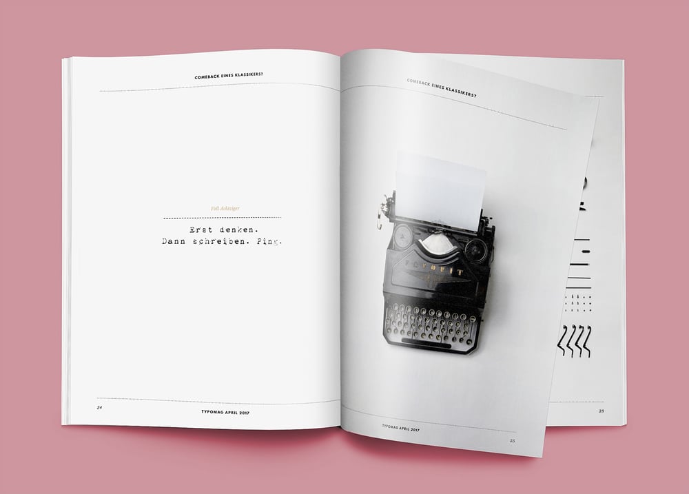 Editorialdesign – Voll achtziger – Erst denken, dann schreiben. Ping.