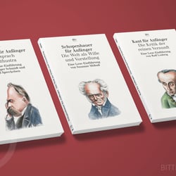 Philosophen-Karikaturen für die Titel einer Buchreihe