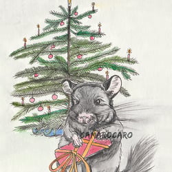 Chinchilla Weihnachtsillustration Bescherung