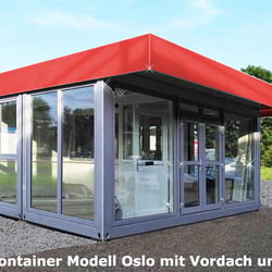 Konfigurierbare und verglaste Eventcontainer-Anlage
