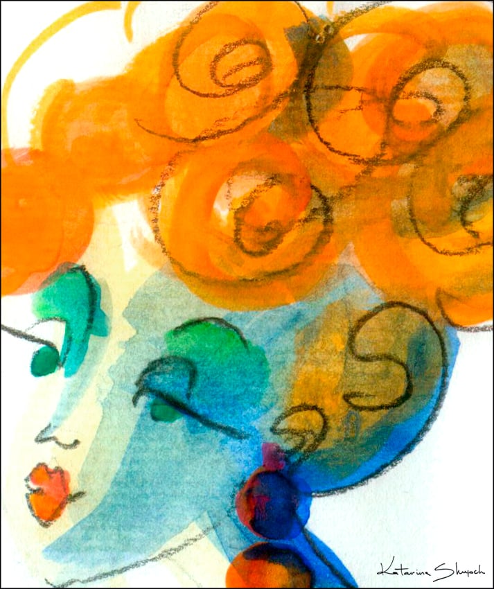Fashion illustration, watercolour and pencil