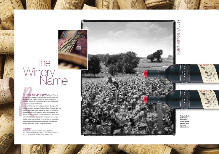 innenseite, image/product folder für the australien wine yard association