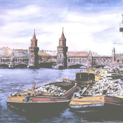 Oberbaumbrücke, Aquarell, 29,5×40,5 cm, 1996
