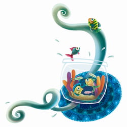 Illustration inspiriert vom bekannten Lied Peixe Vivo”. Kunde: Moderna Verlag (Brasilien, 2017)