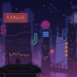 Cyberpunk pixel art, drawn in aseprite