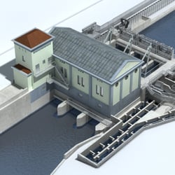 3D Animation Fischtreppe an einer Wasserkraftanlage