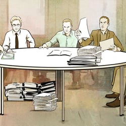 Steuerfahnder – Thema: Atze Brauner, ARD Magazin Kontraste, Illustration: Heidi Kull