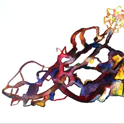 Entwurf auf dem Blatt (Aquarell),  Inspiration Beuys Hasengrab