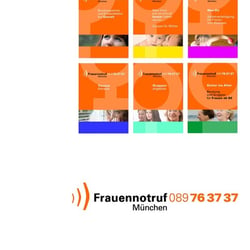 Frauennotruf München: Entwurf von Wortmarke, Farbkonzept, Publikationen
