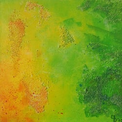 „TRILOGY I“ | GREEN FOLLOWED 50 × 50 cm | ACRYL + STRUCTURAL PASTE ON CANVAS | 2011