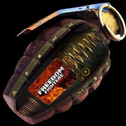 Freedom Fighters Media Player Skin: Visual animated open to reveal controls inside grenade