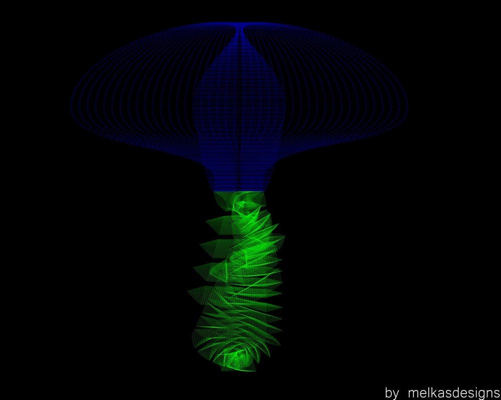 Illustration von einen Neon Pilz für ein modernes Modegeschäft
