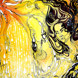 „Quelle“ Acryl, Fineliner auf Zeichenkarton