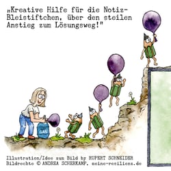 Kreative Hilfe für die Notiz-Bleistiftchen, über den steilen Anstieg zum Lösungsweg!1