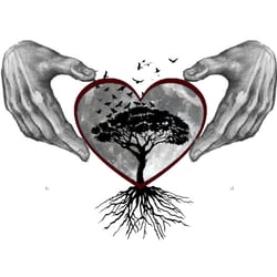 Tattooentwurf – Claddagh Abwandlung mit Mond, Baum und Raben