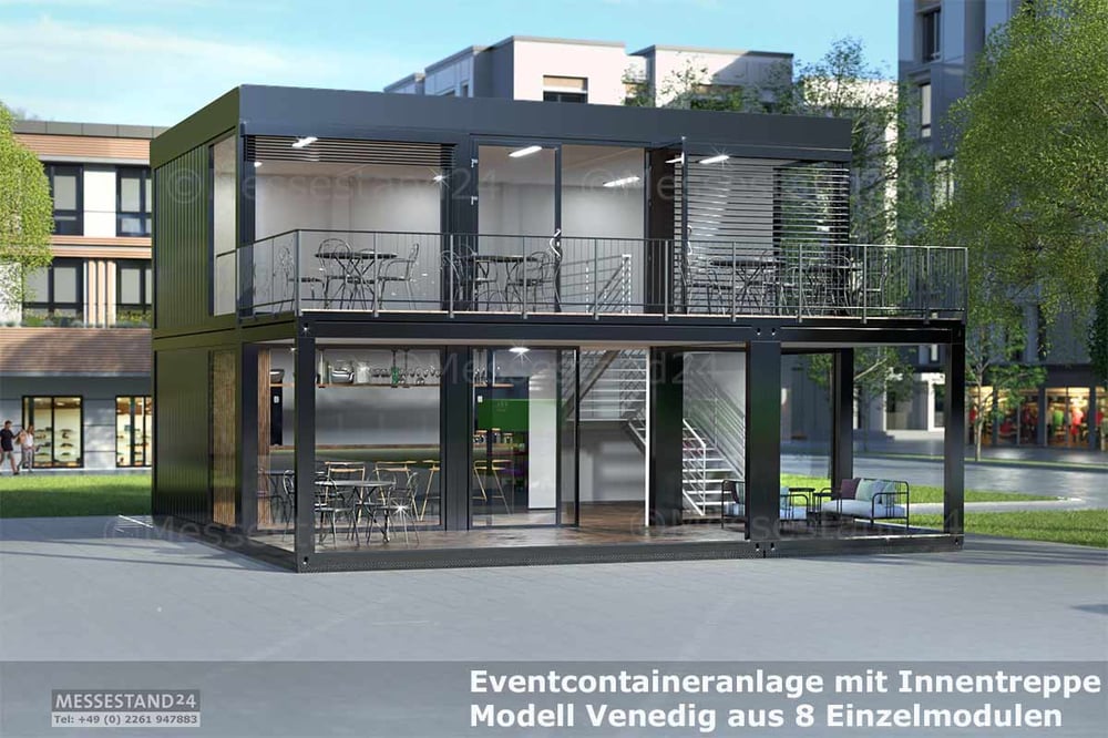 Verglaste Container Anlage aus 8 Modulen, Modell Venedig
