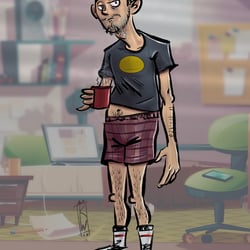 Digitale Zeichnung eines klassischen Morgenmuffels