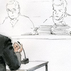 Gerichtszeichnung für die ZDF-Sendung „Der Fall: Harrys letzte Chance“
