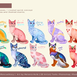Cat concepts I created to see in which direction we would like to go for the special cats.