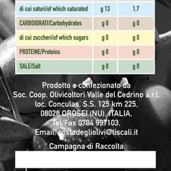 Olio extravergine di oliva DOP Sardegna Sonderedition Rückenetikett