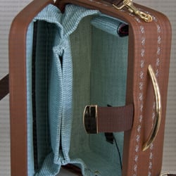 Radiohandtasche braun-türkis u61 offen