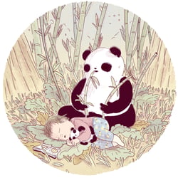 Panda und kind