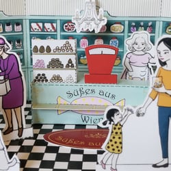 Bastelbogen für die Wiener Süßwarenhändler – Nostalgischer Zuckerlladen