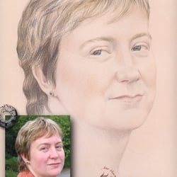 Portrait nach Fotovorlage Touche, Aquarellstifte,Pastell