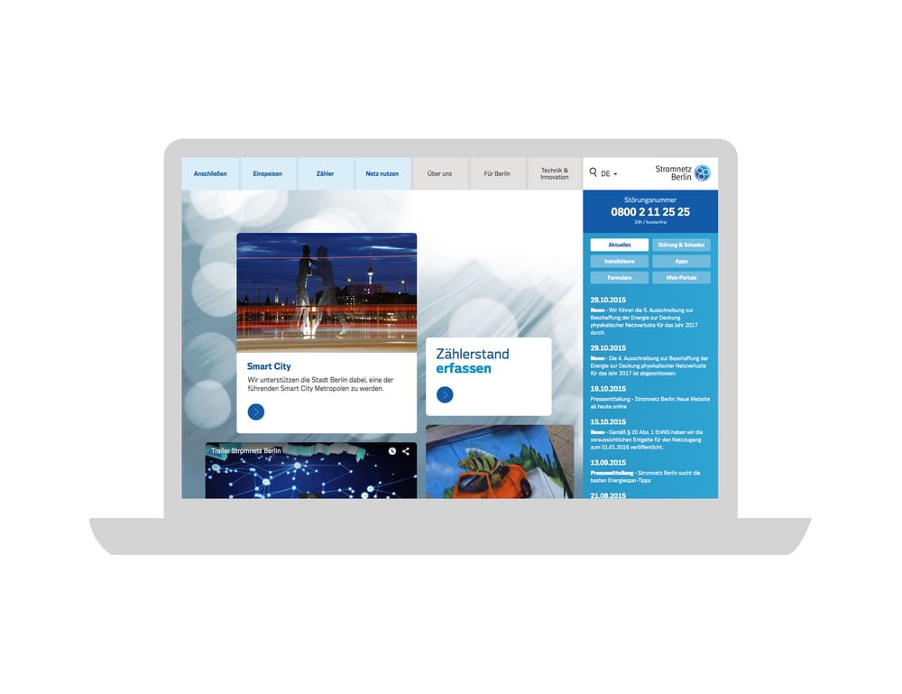 Modulare Startseite von Stromnetz Berlin