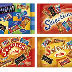 Alternativen für das Design eines Schokoriegel-Beutels