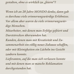 Einladung zur Feier 20 Jahre MONDO