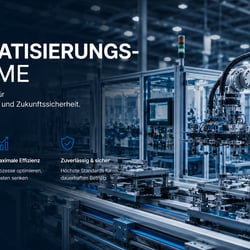 Hero-Bereich für Automatisierungssysteme. Klare Struktur und moderne, technische Bildsprache.