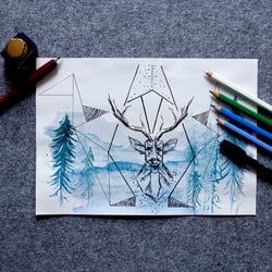 Aquarell-Zeichnung