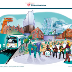 23 = Aktionstag U4 Einweihung / HafenCity Hamburg GmbH / Plakat Illustration