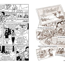 „Straßenfunde“, Graphic Novel über Streetwork (260 Seiten) für Gangway e.V. Berlin (Bleistift, Filzstift, digital koloriert)