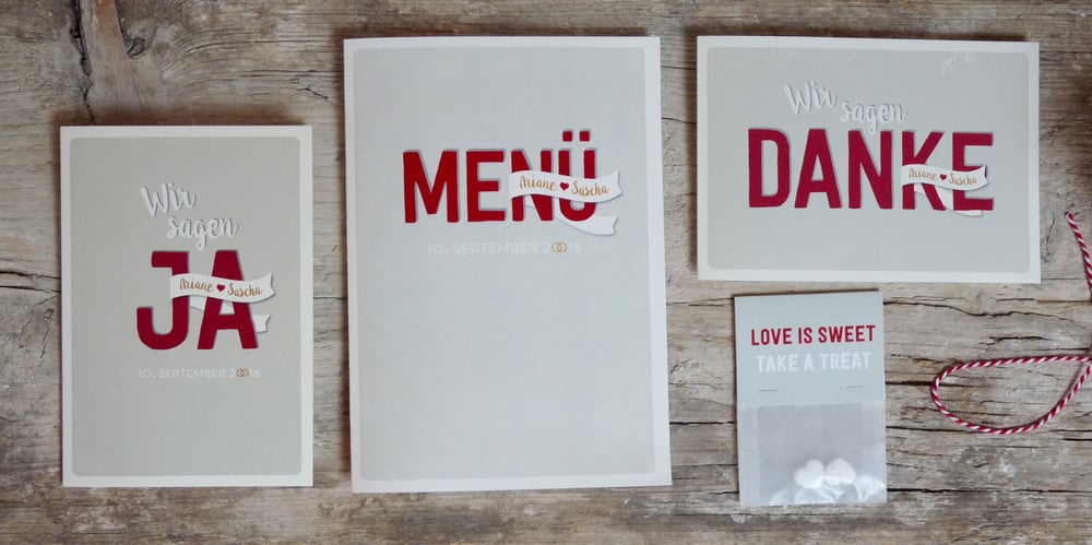 Einladung | Danke | Menu | Give-away