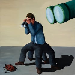 Käfer beobachten, 2009, Öl/LW, 60×50 cm