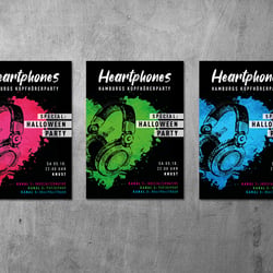 Plakate für die Heartphones Kopfhörerparty in Hamburg